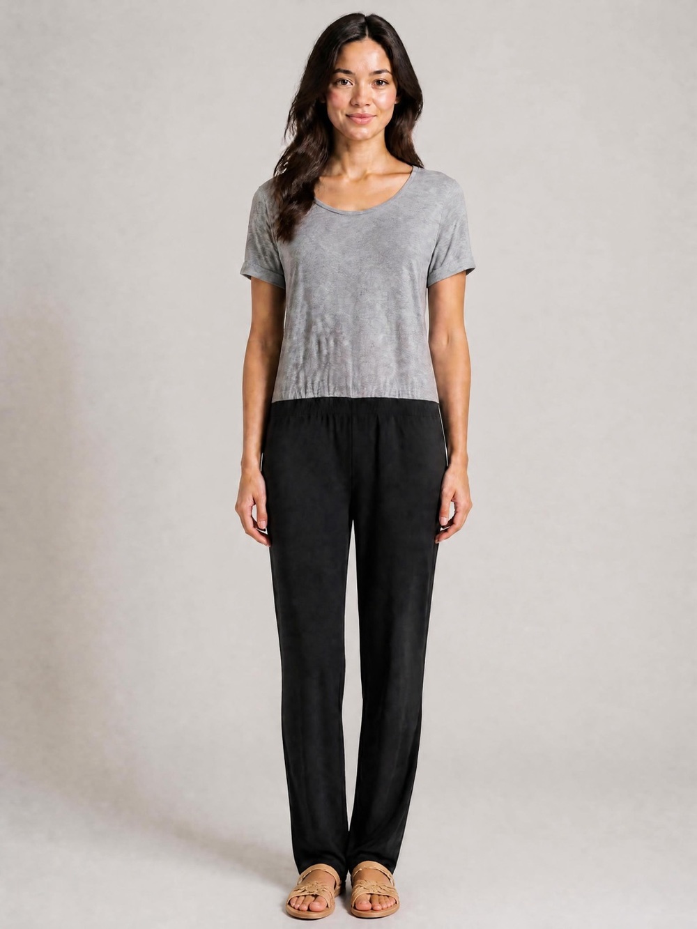 Splendid Gray and Black Short Sleeve Two-Tone Jumpsuit